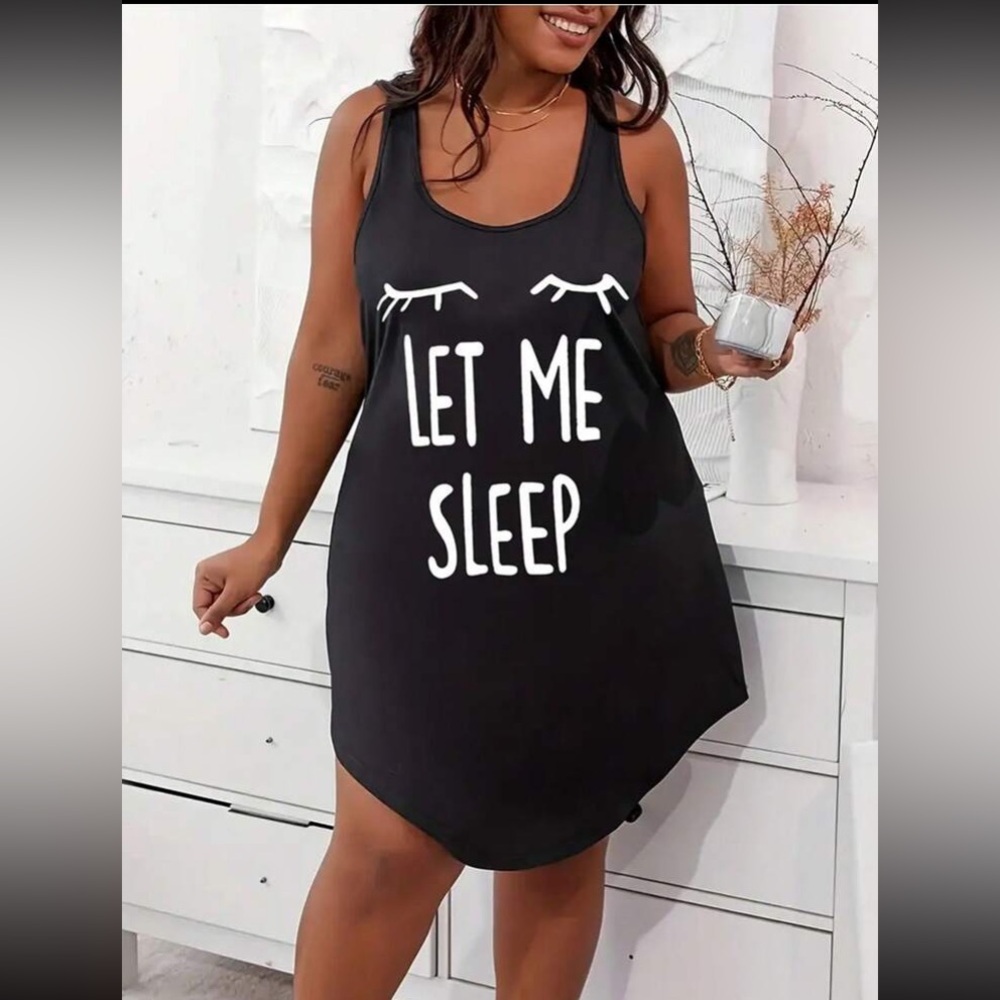 🆕 Let Me Sleep Black Lashes Nightgown!!! New!!! Stretchy!  Size 2X